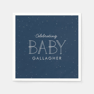 Star baby shower navy blue personalised napkin