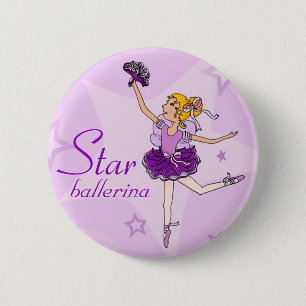 Star ballerina purple girl button