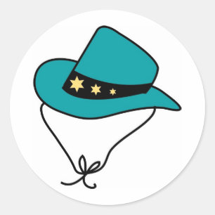 Star Band on Blue Cowboy Hat Classic Round Sticker