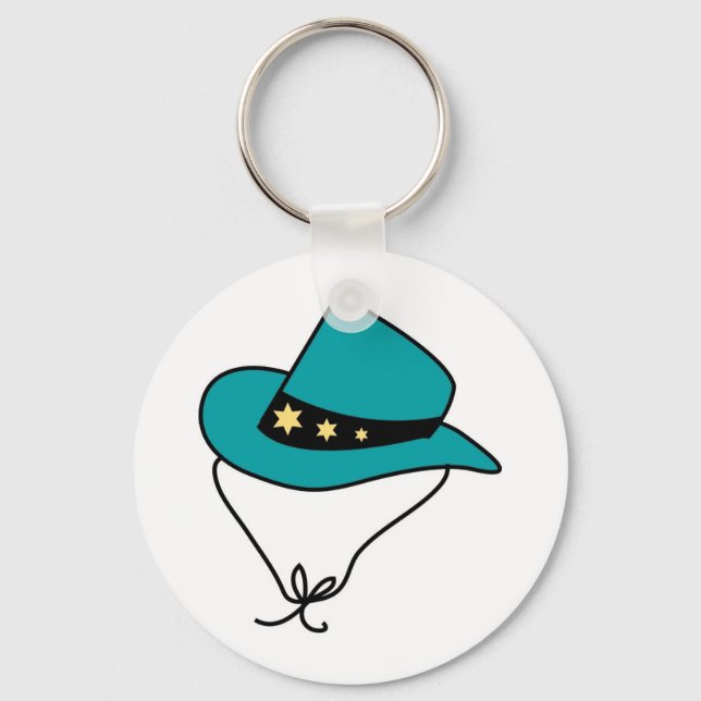 Star Band on Blue Cowboy Hat Key Ring (Front)