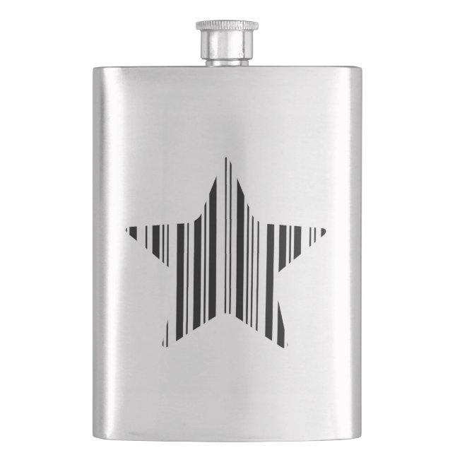 STAR BAR CODE Stellar Barcode Pattern Design Hip Flask (Front)