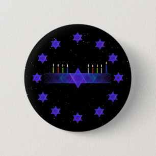 Star Bar Menorah 6 Cm Round Badge