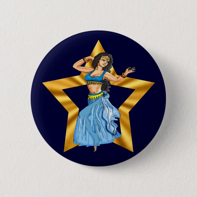 Star Belly Dancing Girl 6 Cm Round Badge (Front)