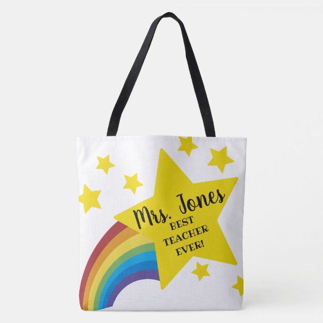 star best teacher ever teacher ever teacher fashio tote bag (Front)