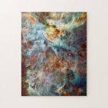 Star birth & death in the Carina Nebula Jigsaw Puzzle<br><div class="desc">Released for Hubble's 17th anniversary,  this image shows a region of star birth and death in the Carina Nebula. The nebula contains at least a dozen brilliant stars that are 50 to 100 times the mass of our Sun.</div>