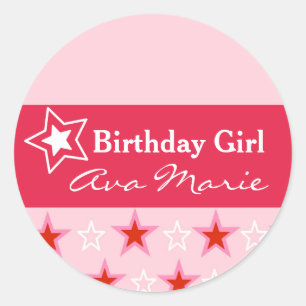 Star Birthday Girl Party Classic Round Sticker