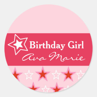 Star Birthday Girl Party Classic Round Sticker