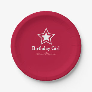 Star Birthday Girl Party Paper Plate