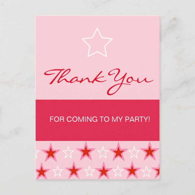 Star Birthday Girl, Thank You Postcard (Front)