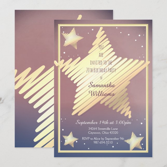 Star Birthday Invitation (Front/Back)