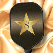 Star Black & Gold Pickleball Star Player Monogram