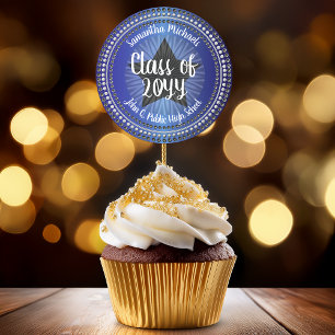 Star Blue Class Year Graduation Sticker Seal