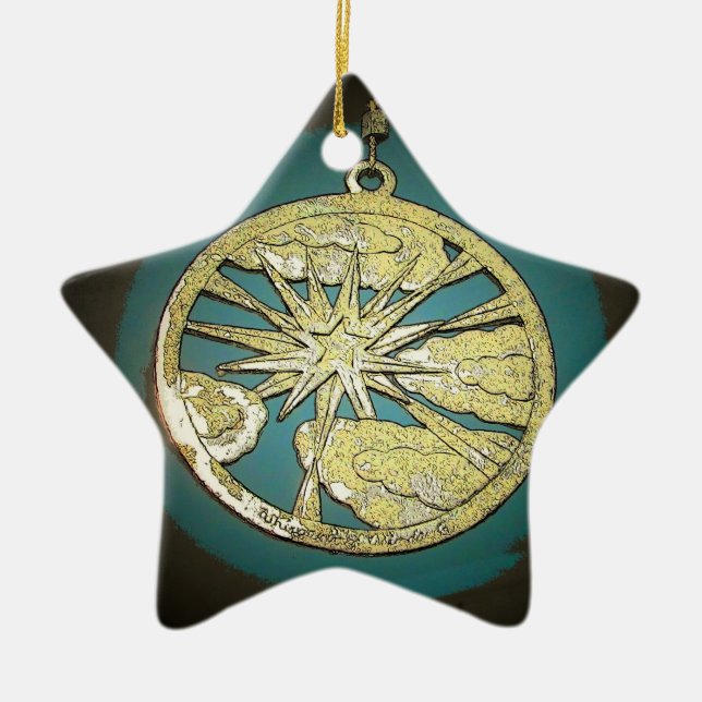 Star break through clouds ceramic tree decoration (Front)