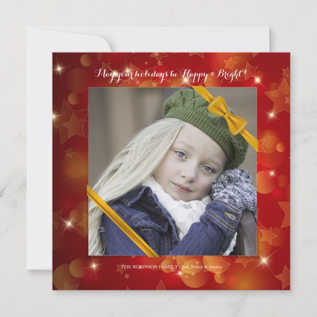 Star Bright Frame Photo Holiday Card (Front)