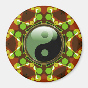 Star Bubbles New Age Green Yin Yang Magnet