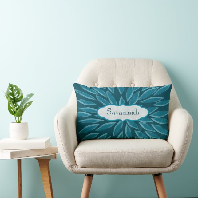 Star Burst Flower Teal Personalised Pillow (Chair)