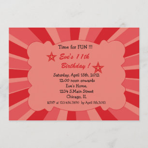 Star Burst - Red Birthday Invitation