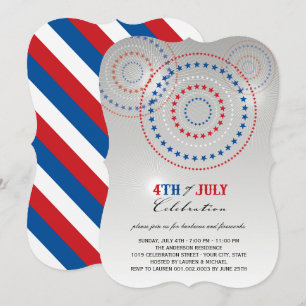 Star Bursts Fireworks Fourth of July Party Invite