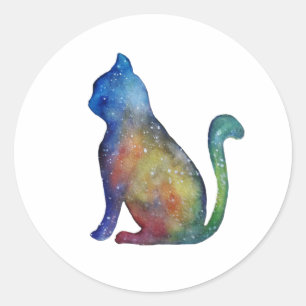 Star cat Classic Round Sticker, Glossy Sticker