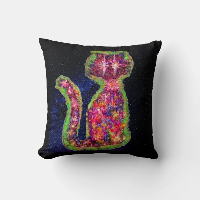 Star Cat Throw Pillow (Front)