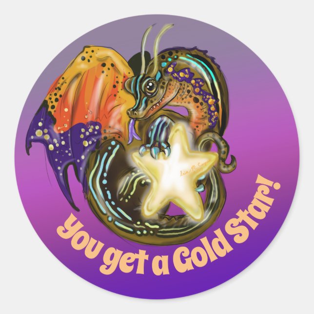 Star Catcher Glowing Star Dragon Classic Round Sticker (Front)