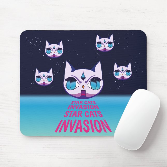 Star Cats Invasion Mouse Mat (With Mouse)
