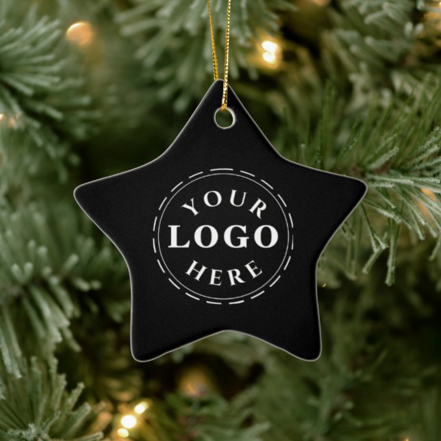 Star Ceramic Ornament with Custom Logo and QR Code (Tree)