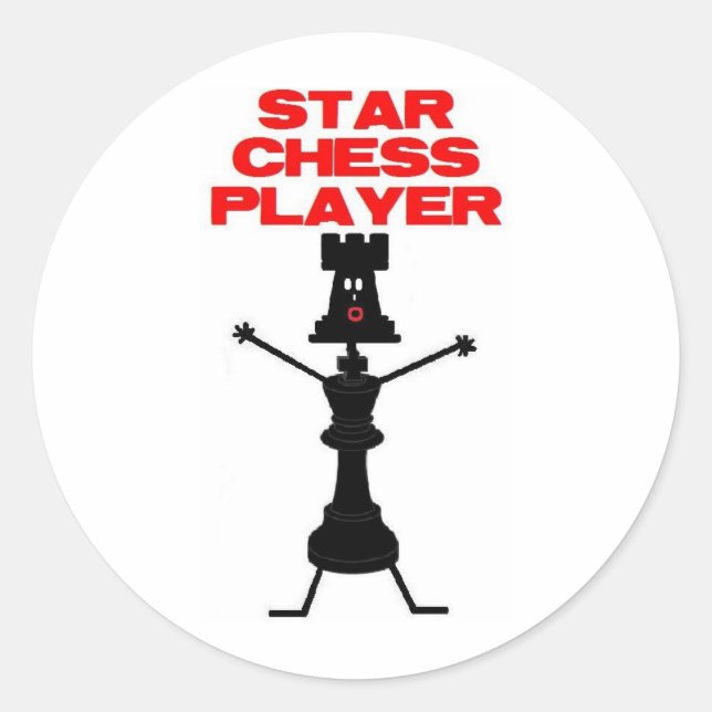 Star Chess Player Cartoon Classic Round Sticker (Front)