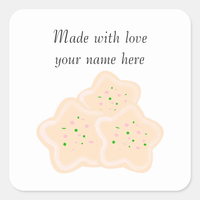 Star Christmas Cookies Personalised Square Sticker (Front)