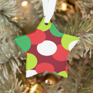 Star Christmas Ornament With Oval Dots Red Green
