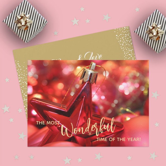 Star Christmas Ornaments Flat Holiday Card (Creator Uploaded)