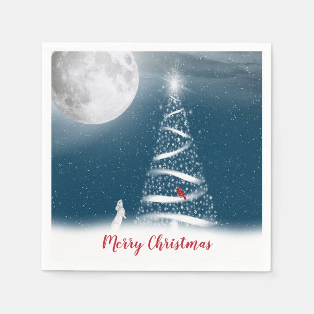 Star Christmas Tree and Moon Napkin (Front)