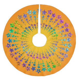 Star Circle coloured I + your backgr. & ideas Brushed Polyester Tree Skirt