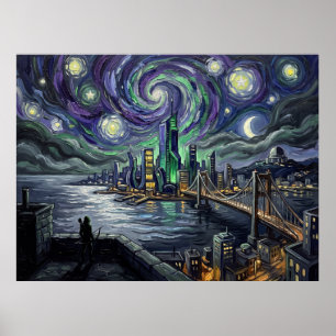 Star City Starry Night Archer Landscape Poster
