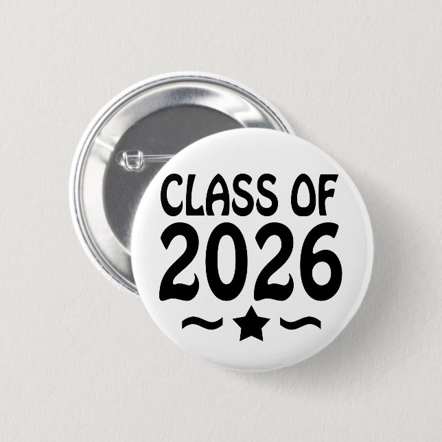 Star Class of 2026 Graduation 6 Cm Round Badge (Front & Back)