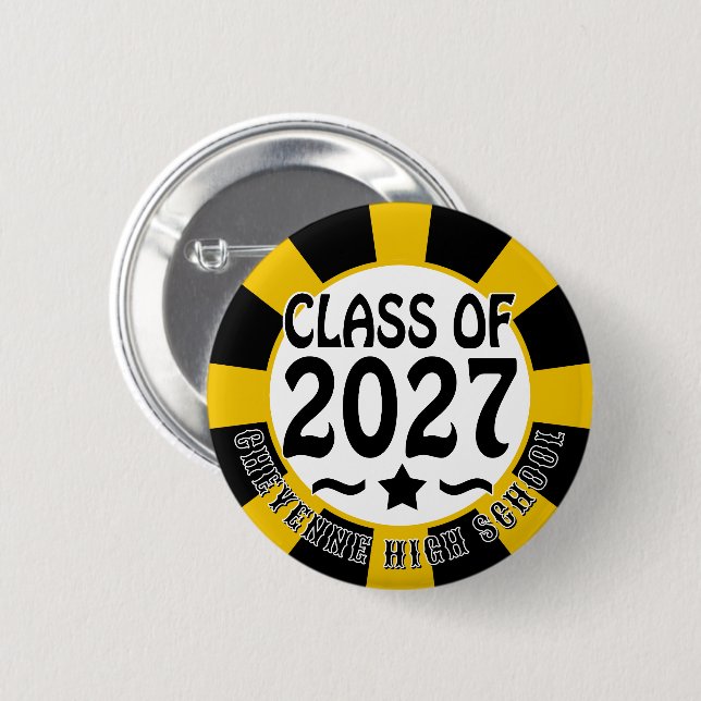 Star Class of 2027 Graduation 6 Cm Round Badge (Front & Back)