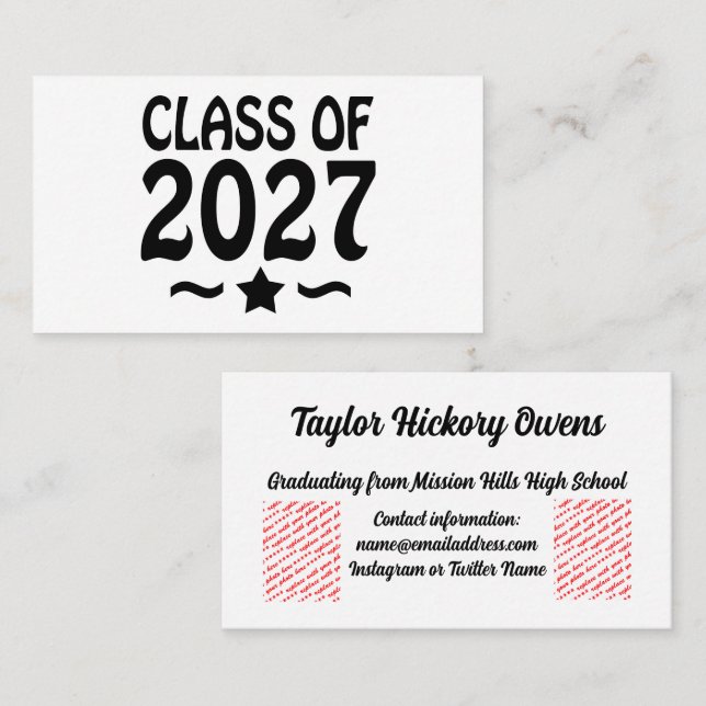 Star Class of 2027 Graduation Business Card (Front/Back)