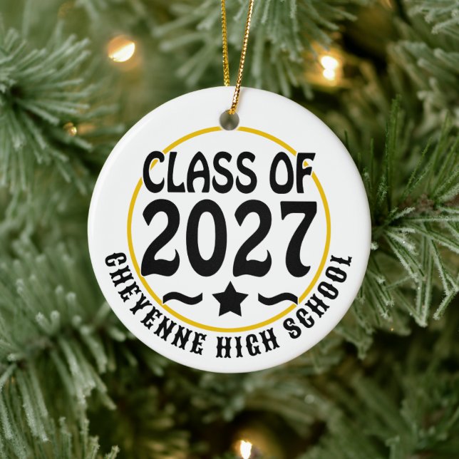 Star Class of 2027 Photo Graduation Ceramic Tree Decoration (Tree)
