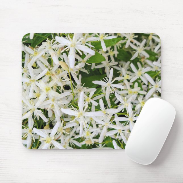 Star Clematis Flowers Mouse Mat (With Mouse)