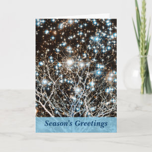 Star Cluster and White Tree Christmas Holiday Card