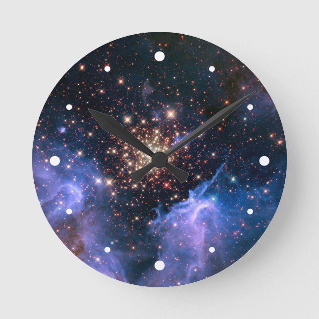 Star Cluster NGC 3603 (Hubble) Round Clock (Front)
