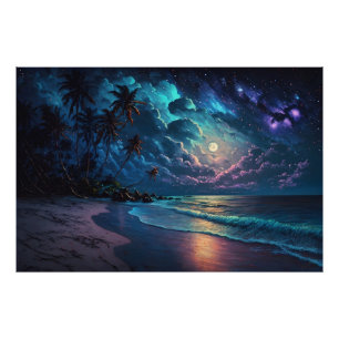 Star Coast, Maldives, Night Beach Photo Print