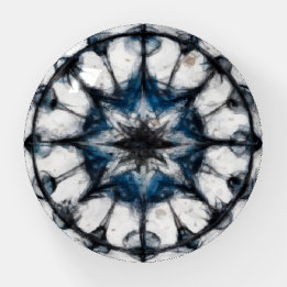 Star Compass Mandala Glass Paperweight