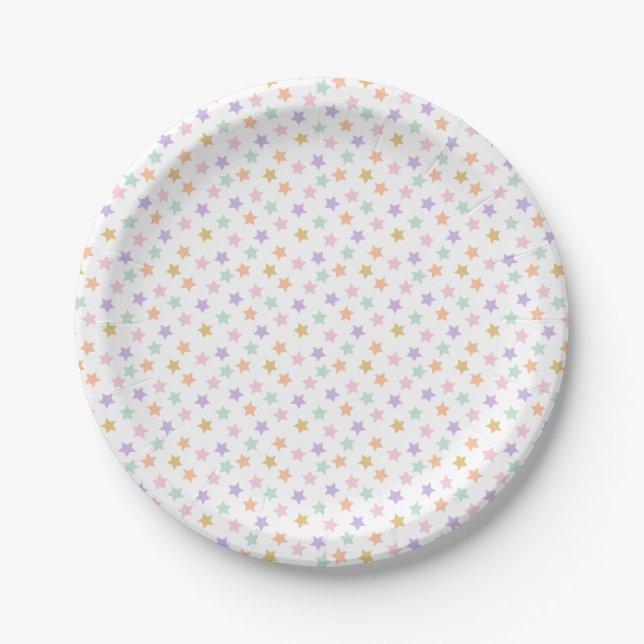 Star Confetti (Pastel) Paper Plate (Front)
