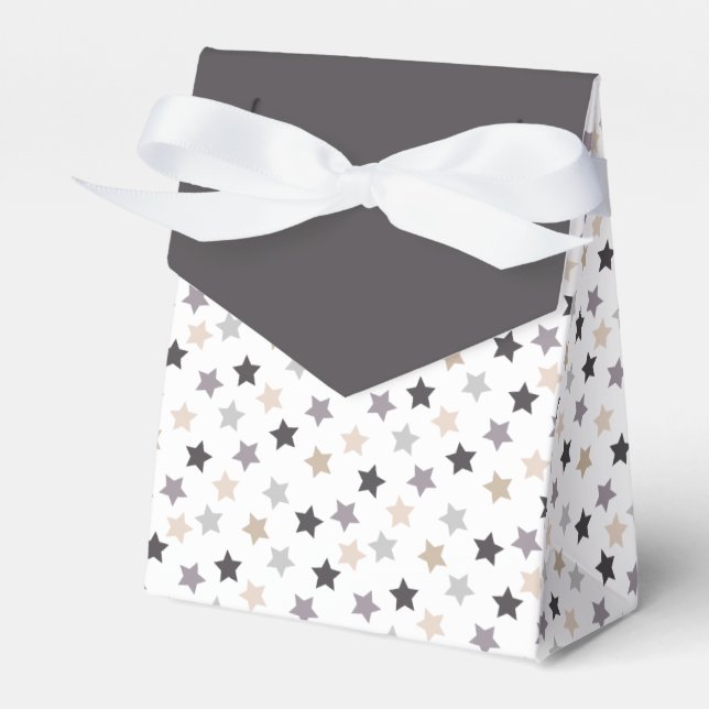 Star Confetti (Warm Neutrals - Black) Favour Box (Front Side)