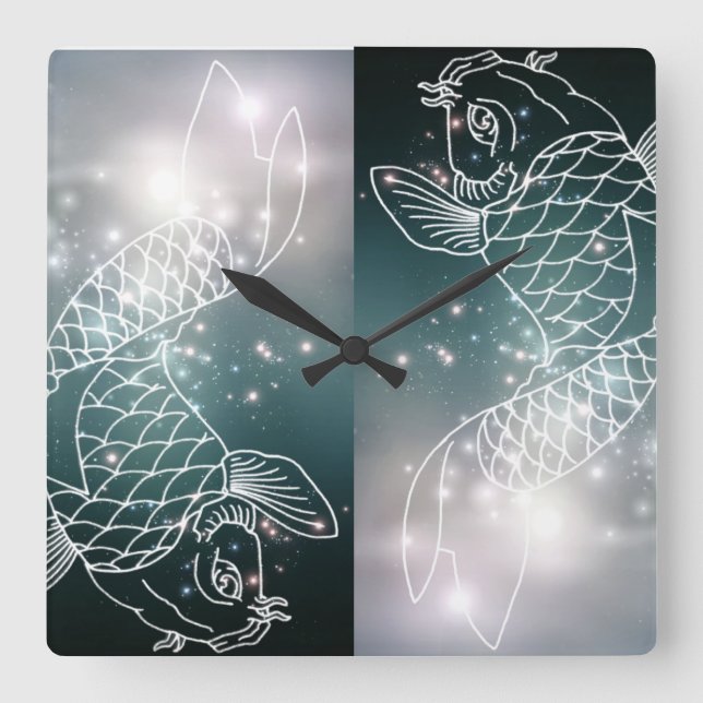 star constellation zodiac astrology Zodiac Pisces Square Wall Clock (Front)