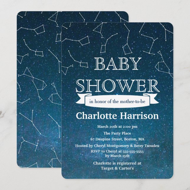 Star Constellations Space Baby Shower Invitation (Front/Back)