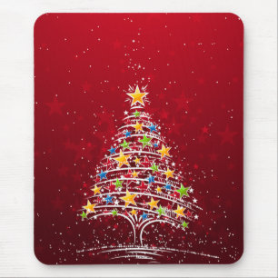 Star Covered Christmas Tree Mouse Mat