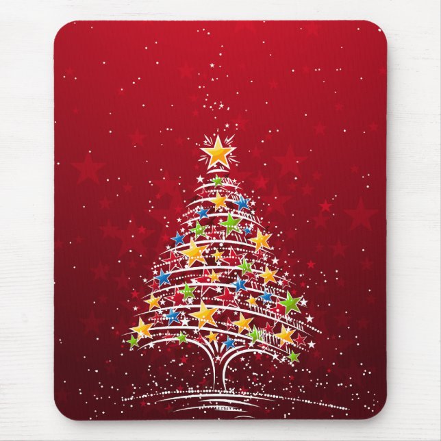 Star Covered Christmas Tree Mouse Mat (Front)