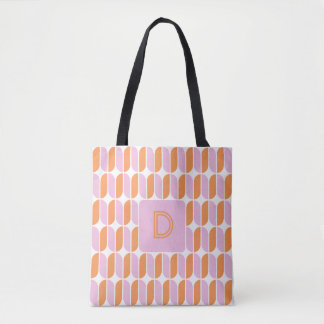 Star Crossed Sunset Tiles Monogrammed Tote Bag